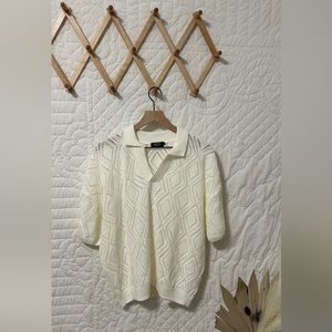 Crochet cream white sweater medium